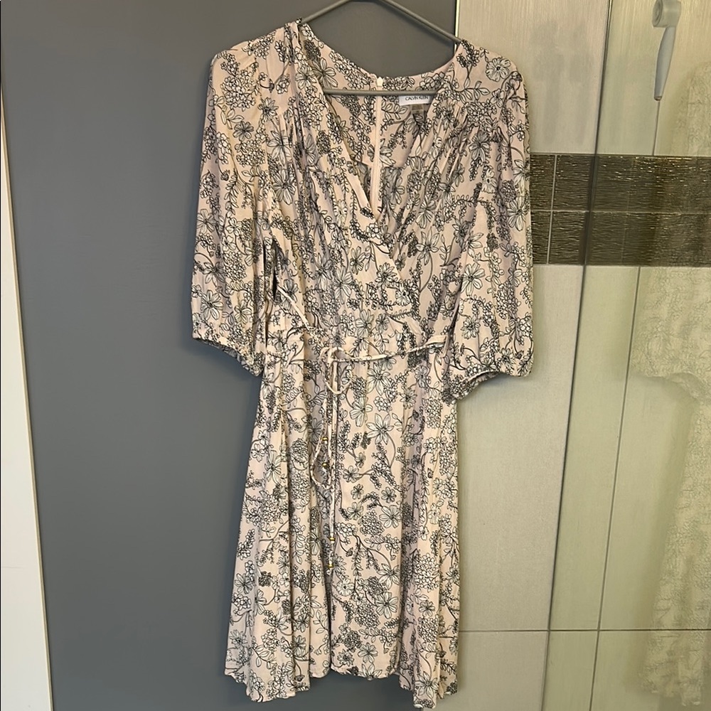 Calvin Klein Pink V-Neck Midi Dress